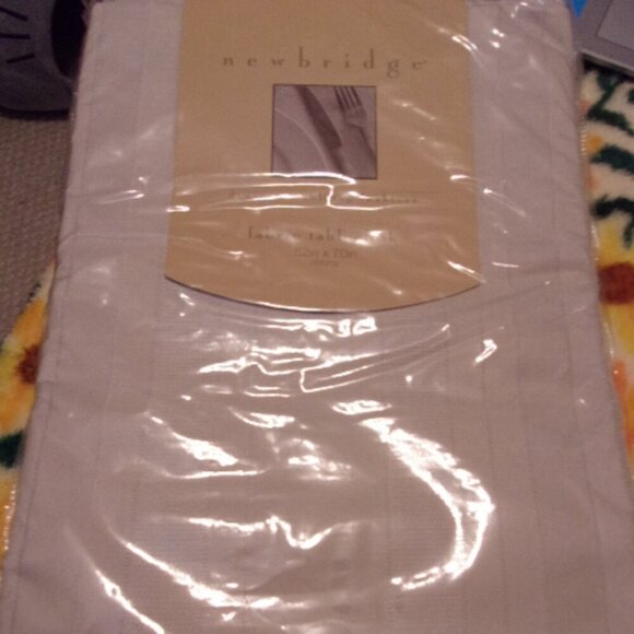 Newbridge Fabric Tablecloth 52" X 70 inch oblong new Denley Stripe - Picture 1 of 3